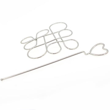 Silver Finish Diamond Shape Metal Wire Hair Stick and Bun Cover 2-pc Set
